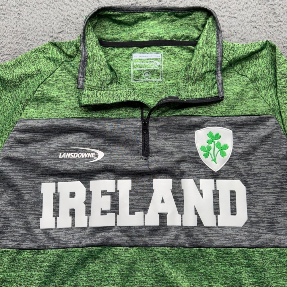 Lansdowne Ireland Pullover Mens XL Green Drylans Performance Quarter‎ Zip Shirt
